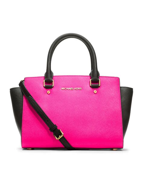 michael michael kors medium selma saffiano satchel pink|selma saffiano leather medium satchel.